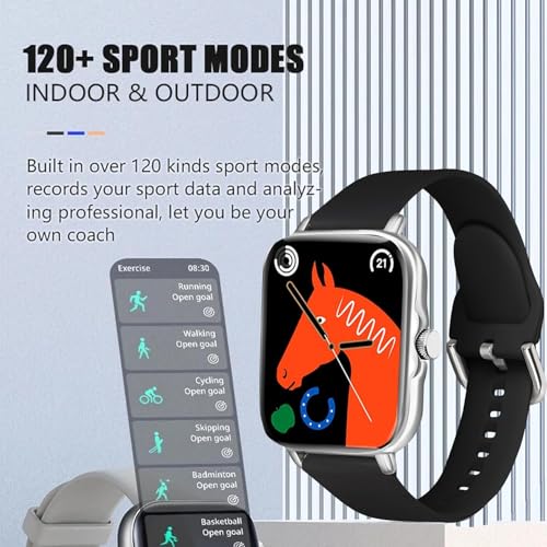 Image of H06 Bluetooth Smartwatch for Men & Women | Fitness & Health Tracker with Heart Rate, Blood Oxygen & Sleep Monitor (Grey) (Black)