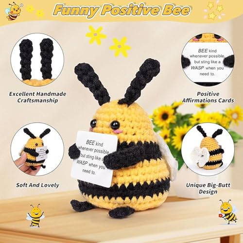 Image of 1 Piece, Crochet Toys, Bee Soft Toy, Cute Handmade Gift for Women, Men, Friends, Desk Decor, Home Decor, Stress Relief Companion, Travel Buddy