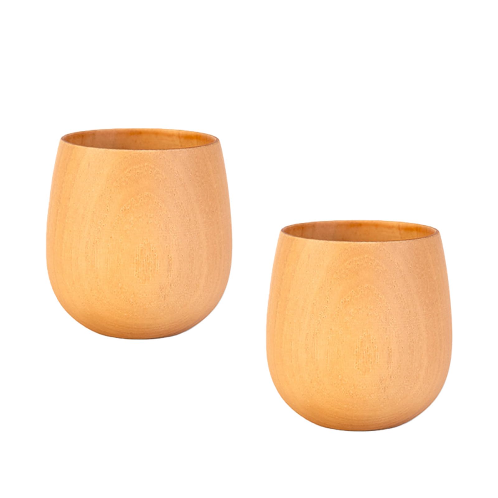 Elnwnnkc Of 2 Bucolic Styles Wooden Mugs Feature Smooth Front and Sturdy Construction Perfect for Hot Cold Drink in Kitchen or Living Space Comfortable Grip