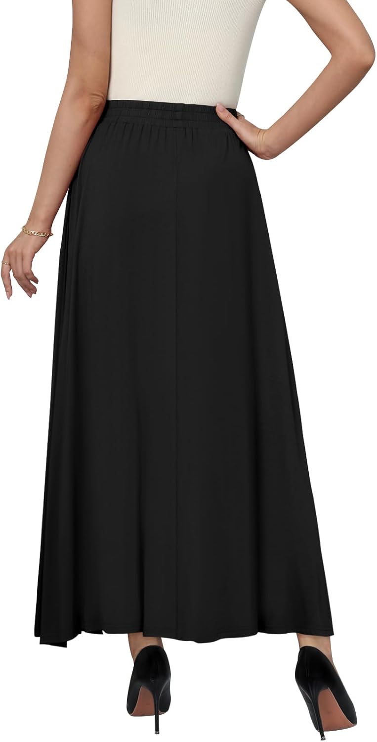 Women's Maxi Skirt Flowy High Waisted Casual Long Skirts with Pockets - Image 4
