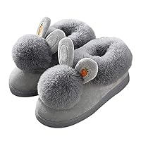 Girls Lovely Bunny Slippers Womens Memory Foam Slippers Cozy Plush Warm Indoor Home Shoes Grey 5/5.5 UK