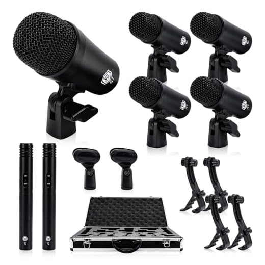 INMix G7 7-Piece Wired Dynamic Drum Mic Kit (Whole Metal)- Kick Bass, Tom/Snare & Cymbals Microphone Set - Use for Drums, Vocal, Other Instrument Complete with Thread Clip, Inserts, Mics Holder