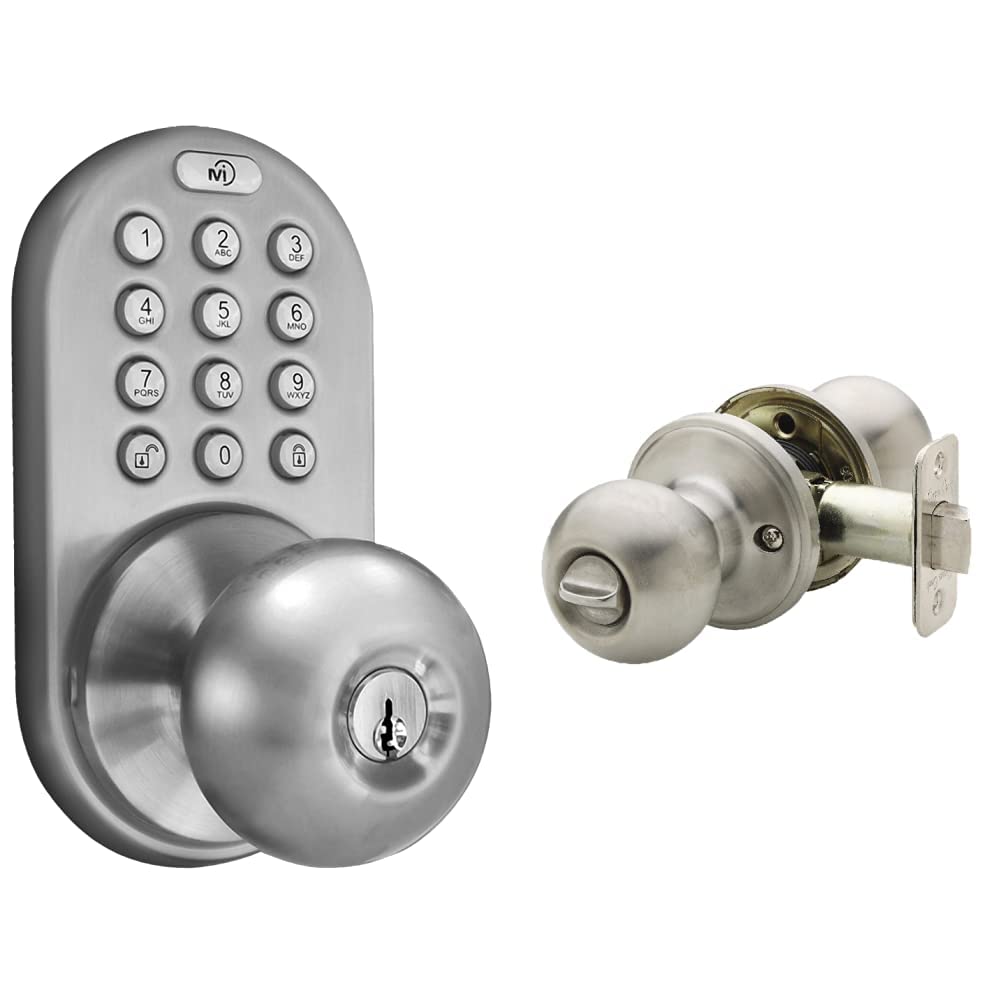 MiLocks TKK02SN TkkSn Digital Door Knob Lock with Electronic Keypad for Interior Doors, Satin