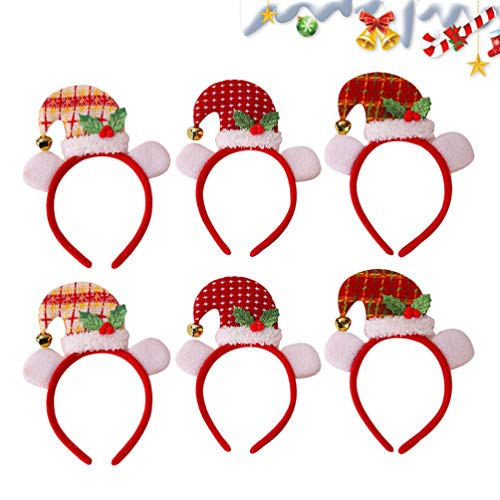 PrestyzOOM 6 peças de tiara de Natal presentes de Natal lindos acessórios de cabelo para decoração d
