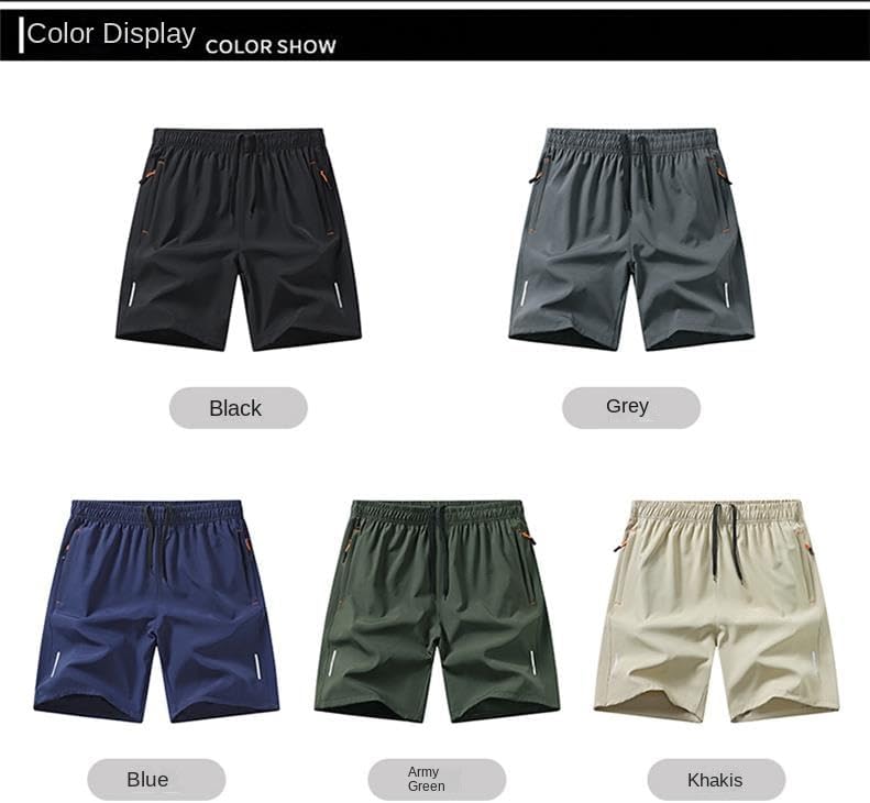 Men's Athletic Shorts with Zipper Pockets, Quick Dry Breathable Summer Capri Pants, Reflective Design, 5 Pack