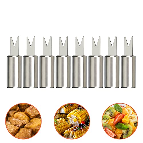 SENZEAL 8 Piezas Pinchos Mazorcas Maiz de Acero Inoxidable Soporte para Mazorcas de Maíz Pinchos para Mazorcas para Barbacoa Camping Picnics Fiestas Utensilio de Cocina Plata