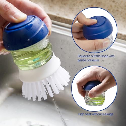 Image of CELOX 2 Pack Dish Brush with Soap Dispenser for Kitchen Cleaning, Kitchen Brush for Dish Pot Pan Sink Cleaning