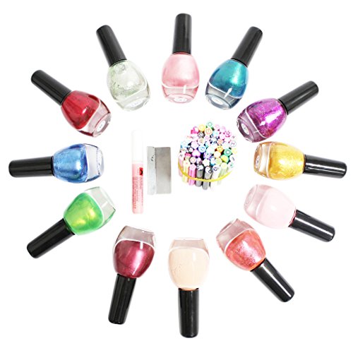 12 PC stunning nail varnish set with 50 decorative fimo rod/canes for nail art by Kurtzy TM
