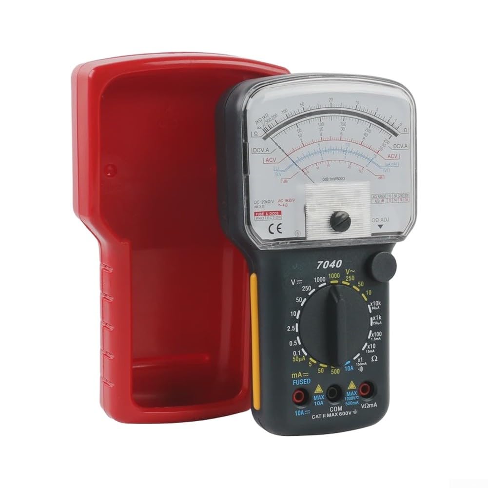 KT7050 Analog Multimeter mit Spiegel-Skala - Präzises Zeiger-Messgerät für Spannung & für strom bis 600V/10A, Manuelles Widerstandsmessgerät 20MΩ für Elektriker