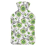 Kiwi - Botella de agua caliente con funda de felpa suave, bolsa de inyección de agua de goma caliente para invierno, 1000 ml