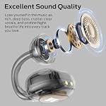 Monster AC339 Ouvrir les écouteurs d'oreille, Bluetooth 6.0 Ecouteurs stéréo son, écouteurs sans fil de clip d'oreilles ouvertes 40 Heures de lecture, avec Smart Digital Display Design, Touch Control, IPX6 Imperméable, beige
