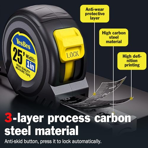 10 Pack Bulk Tape Measure 25 FT with Fractions 1/8, Easy Read Retractable Measuring Tape, Great for House Construction and Carpenter - Image 4