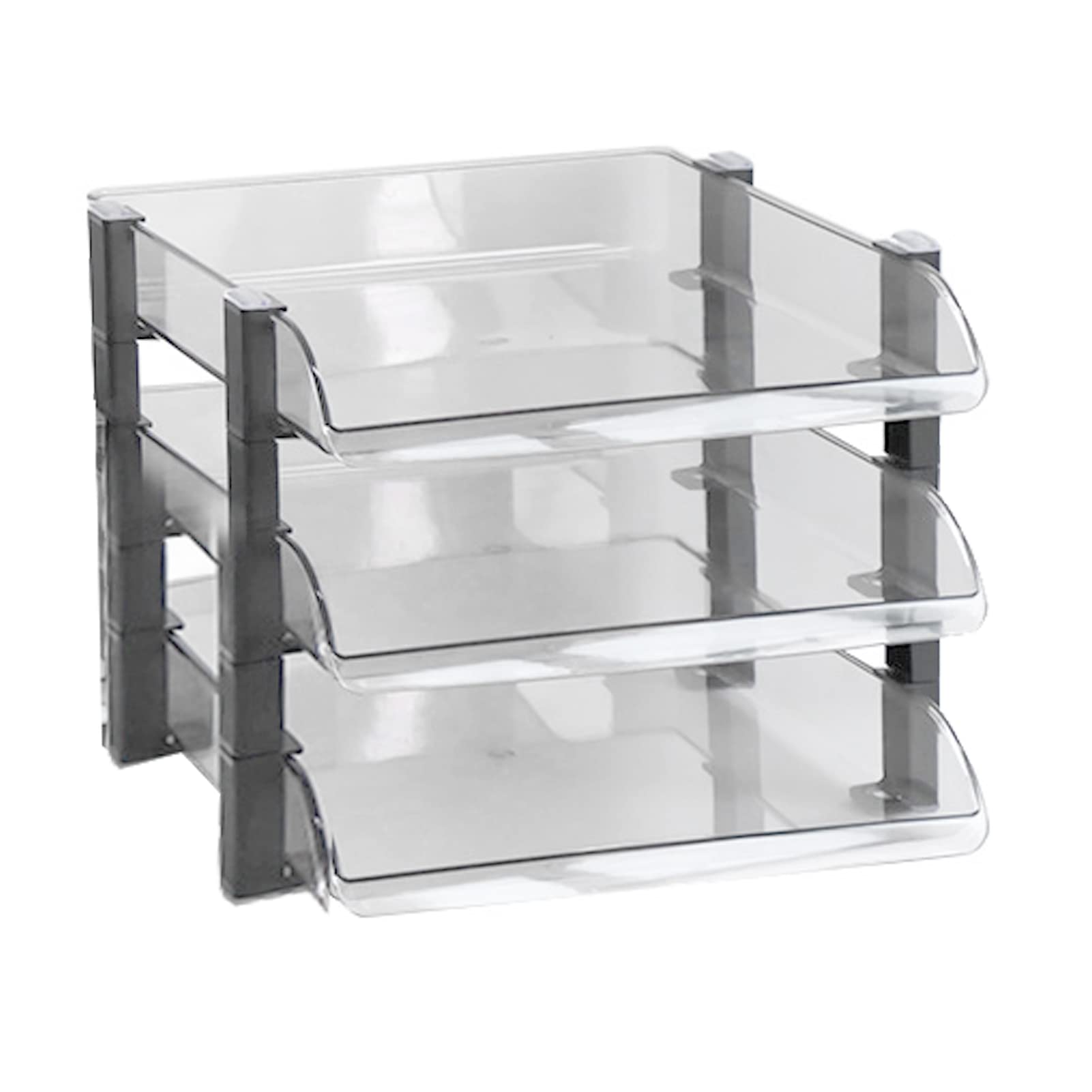 Cocoarm Vassoio per Documenti da Scrivania Vassoio per Documenti da Scrivania in Acrilico Organizzatore di a Strati Design con Slot per Schede Impilabile Accesso Aperto Ventilato per da Ufficio (#4)