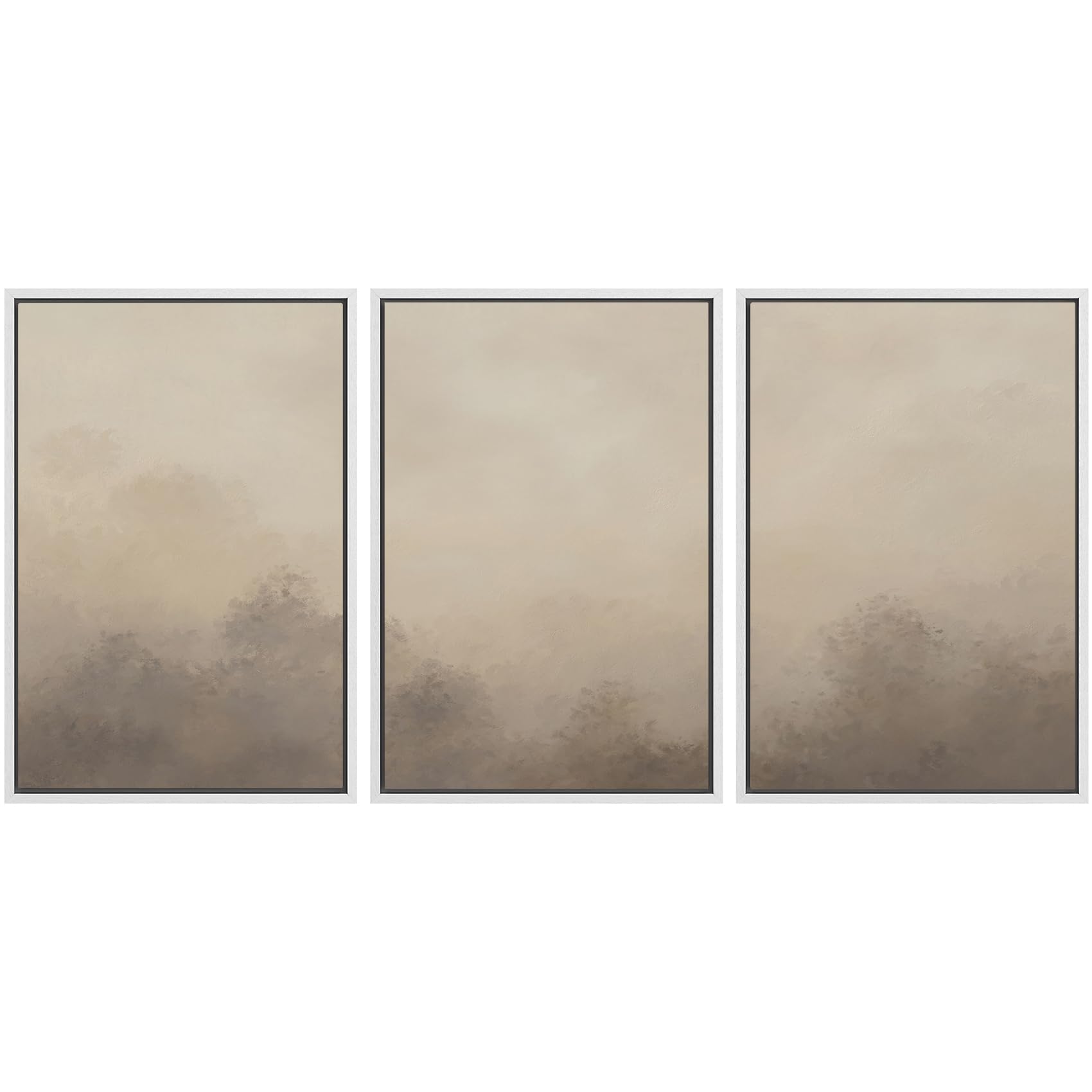 SIGNWIN Framed Canvas Print Wall Art Set Blue White Grunge Geometric Pattern Abstract Shapes Cozy Neutral Decorative Contemporary Minimal for Living Room, Bedroom, Office - 24"x36"x3 Natural — view 8