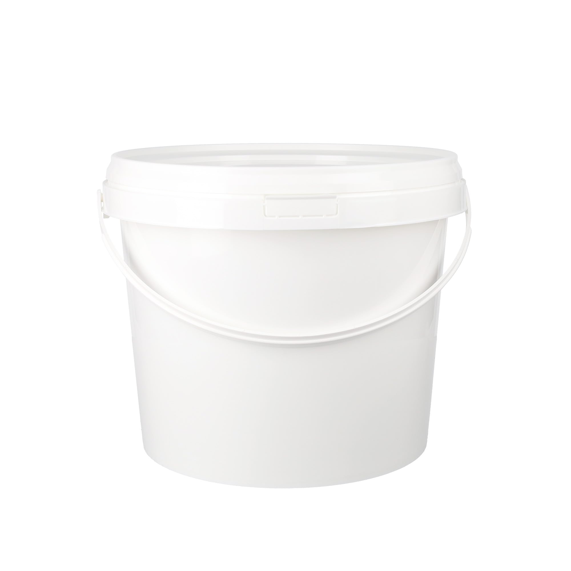 Lot de 10 seau en plastique alimentaire - Hermétique et stable - Pour aliments et lessive - Blanc - Rond - Seau pour aliments fins - Avec couvercle et poignée