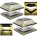 Sogrand Solar Post Cap Lights 4 x 4 Plus Bright 15 Lumen 2 Pack Outdoor Warm White LED Lamp for Vinyl Posts Caps 3.5x3.5 4x4 5x5 Waterproof 5" Root Bronze Lantern for Fence Deck