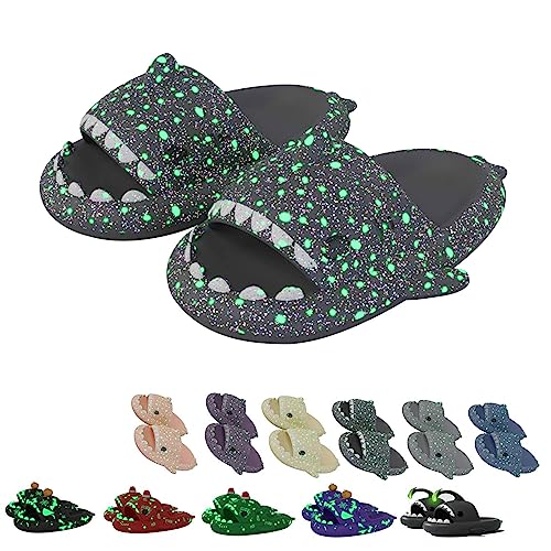 Chagoo Galaxy Shark Slides Glow in the Dark, Zapatillas Shark Cloud para mujer y hombre, zapatillas fluorescentes con suela gruesa de verano (38/39 EU, Galaxy Dark gray) (GFDRT60981)