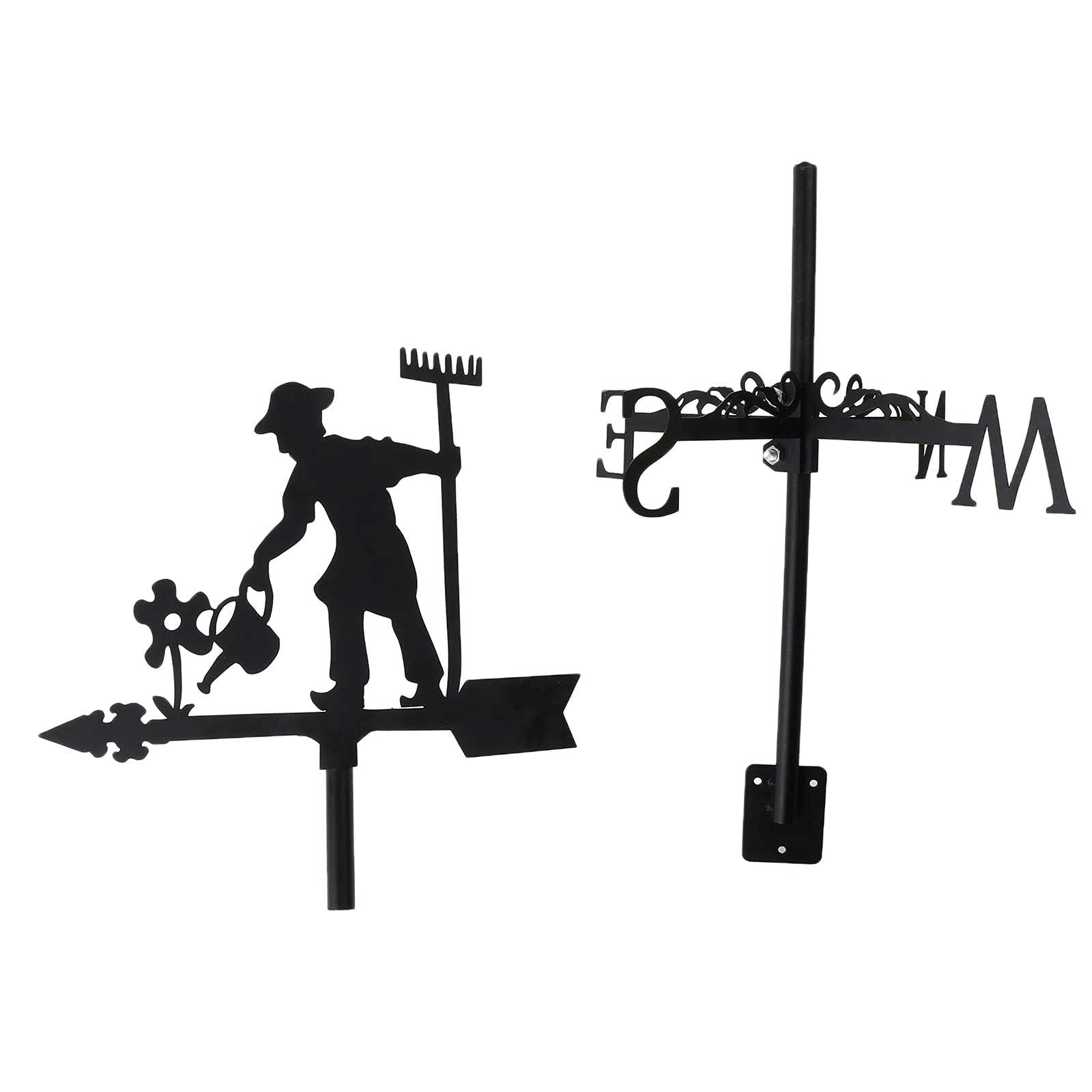 Girouette de Jardin Exterieur, Weathercock Wind Direction Indicator, Girouette en Métal de Toit, Girouette Faucheuse Rétro Ferme (Jardinier)