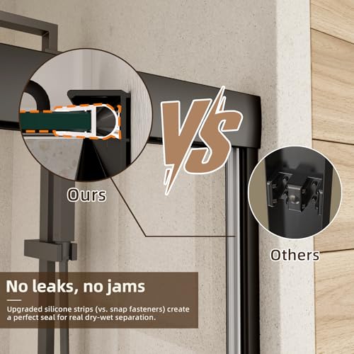 Image of Royal Guard Double Sliding Shower Door,44-48 inch W x 70 inch H,Matte Black
