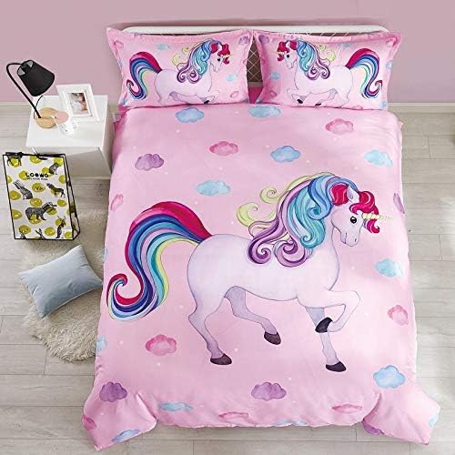 Wowelife Unicorn Comforter Sets for Girls Queen, Premium 3D Pink Bedding Set, Rainbow and Cloud Bed Set, Comfortable and Breathable for Children and Adults 6 51o3eySvjOL. AC