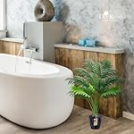 Der Rose 28'' Fake Plants Large Artificial Palm Tree Faux Plants Indoor for Living Room Porch Balcony Garden Decor Outdoor (Black Pot) - Image 5