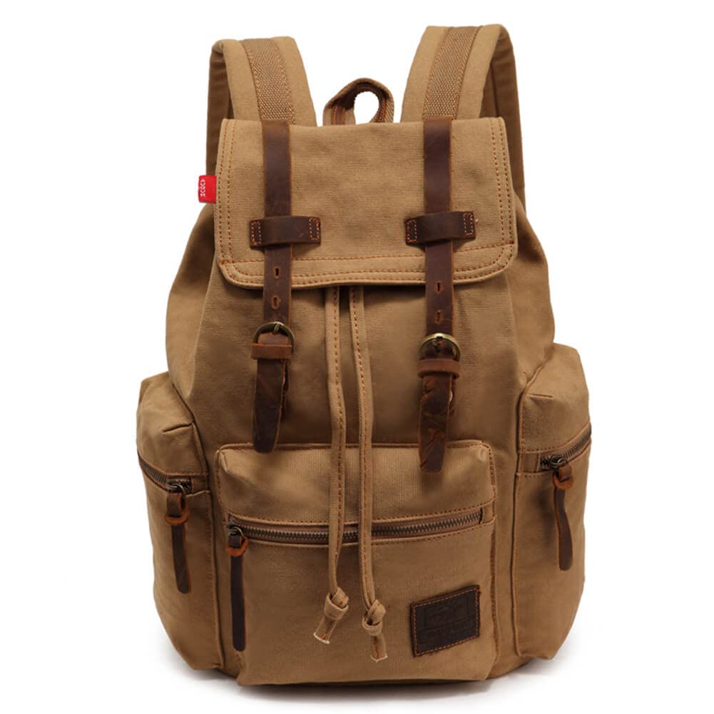 VanBasicCanvas Backpack Unisex Vintage Casual Rucksack 17 inch Laptop Daypacks Schoolbag College Bookbag Hiking Camping Travel Bag