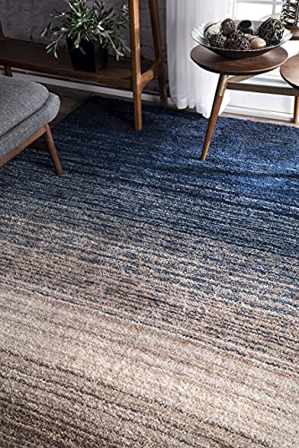 Image of SWEET HOMES. Super Ultra Soft Shaggy Handcrafted Anti-Skid Silk Touch Carpet. Size 3X5 Feet, Colour, B6 Blue /Ivoryy