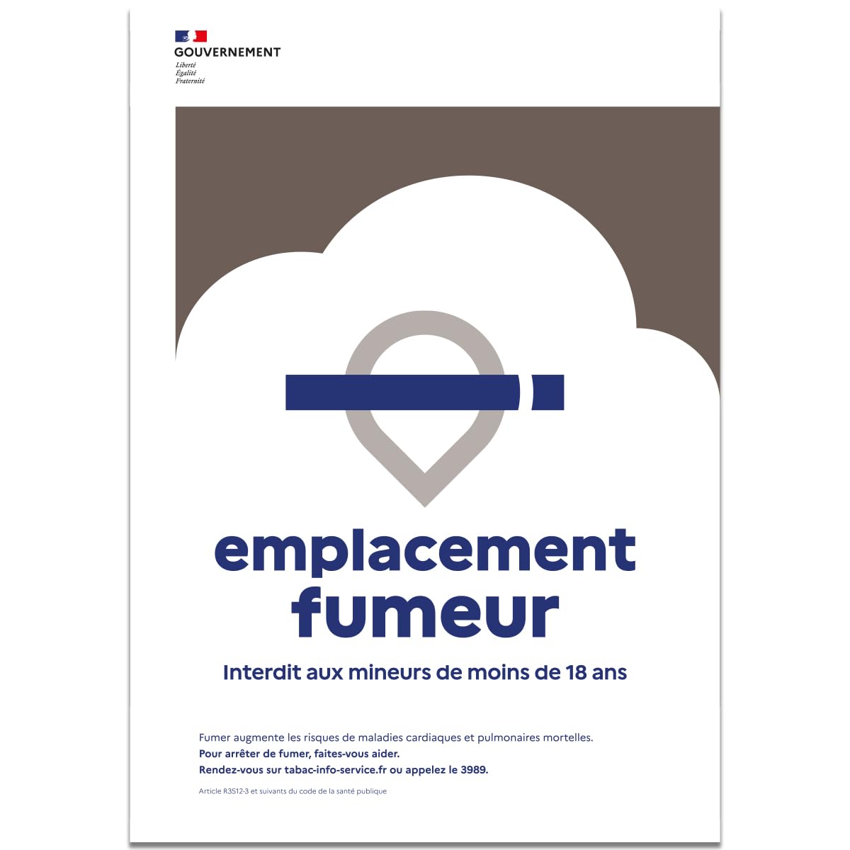 Signalétique.biz France - Signalétique.biz France - Panneau ''EMPLACEMENT FUMEUR'' – ALUMINIUM 80x120 – Conforme Décret 2025-582 – Interdiction de fumer