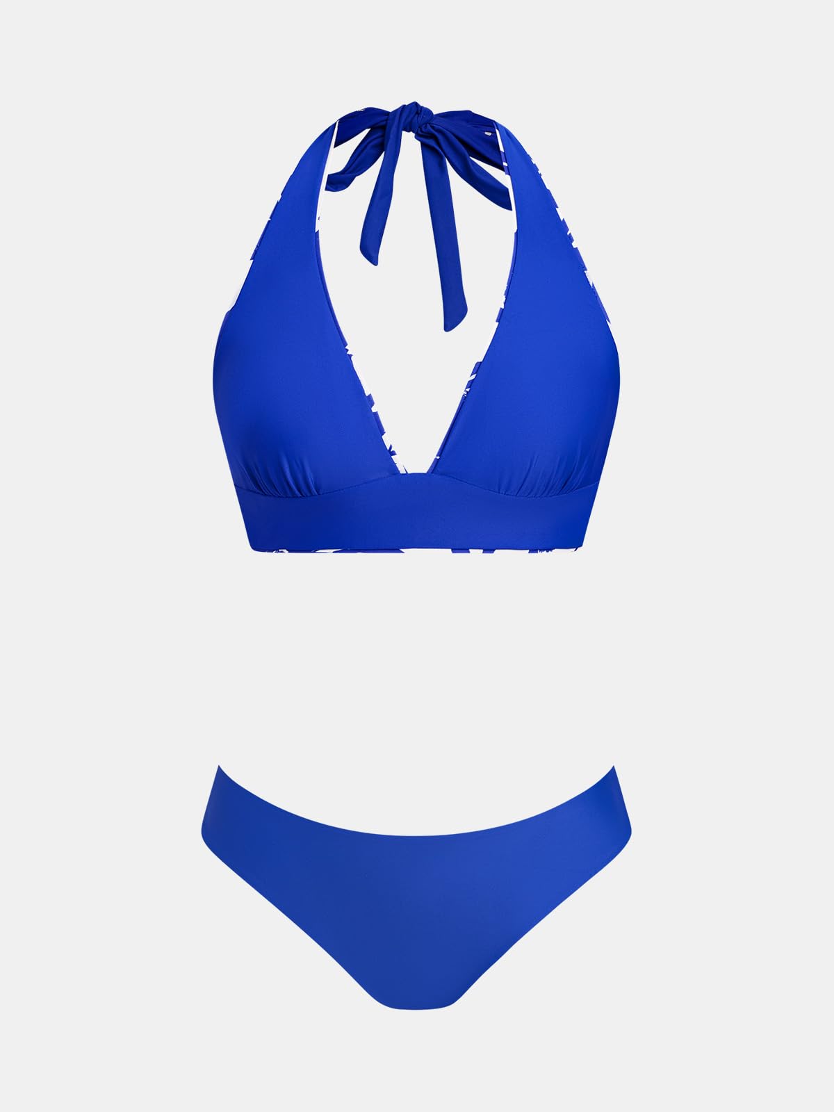 CUPSHE Ensemble bikini dos nu pour femme - Col en V - Réversible - Double face - Plusieurs façons de le porter