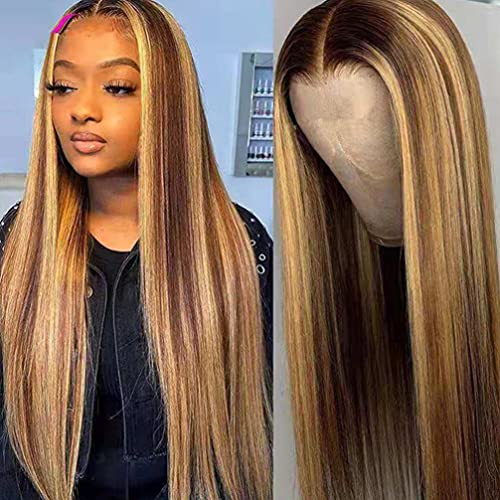 Lurrose Peruca feminina de cabelo longo, peruca de cabelo liso, peruca longa, acessório de cabelo mo
