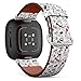 CJBROES Replacement Leather Watch Band, Compatible with Fitbit Versa 3 and Fitbit Sense of Wristband Bracelet Accessory - Dogs-Heart-on