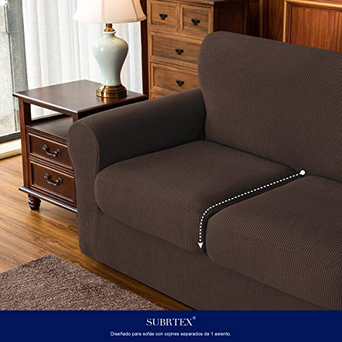 Subrtex 3 Piece Sofa Cover High Stretch Couch Slipcover For 2 Cushion Soft Sofa Slipcover Loveseat Cover Jacquard Fabric Furniture Covers With Elastic Bottom Machine Washable(Chocolate,Medium) #TOP5