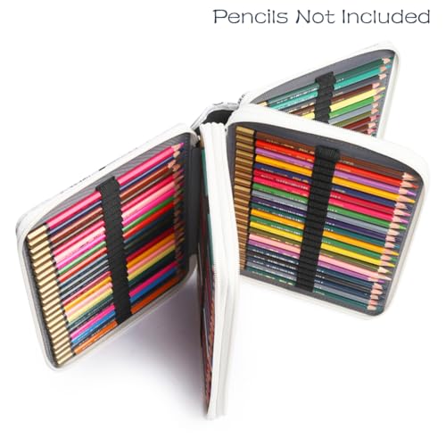 Image of YOUNGCOL 120 Slots Colored Pencil Case Color Pencil Organizer Storage Large Capacity Pencil Case (White + Floral)