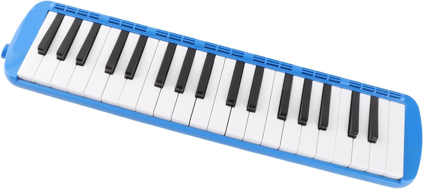 Melodica 37 Keys Keyboard Wind Instrument, Portable Melodica with Blowpipe Kit, ABS Material for Beginner Professional Training, Includes Wipe Cloth and Cloth Bag for Easy Carrying (Blue)