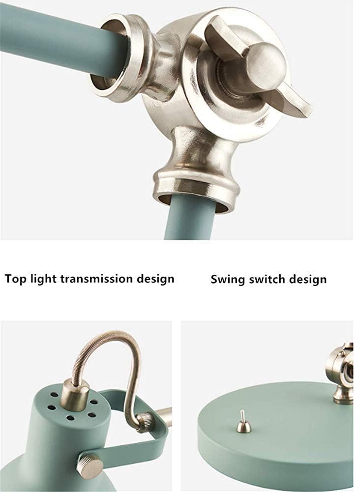 Desk Lamp Modern Simple Adjustable Double Arm Folding Wrought Iron Mint Blue Table Lamp Lighting Study Office Eye Care Student Bedroom Bedside Reading Lamp Simple Ceramic Table