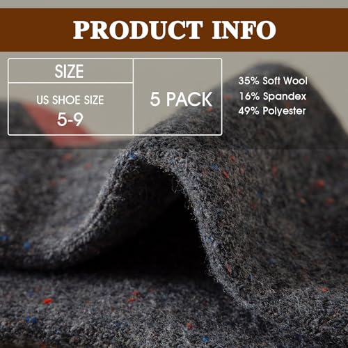 Trifabricy Wool Socks for Women, 5 Pairs Cozy Thick Womens Wool Socks Gifts - image 5