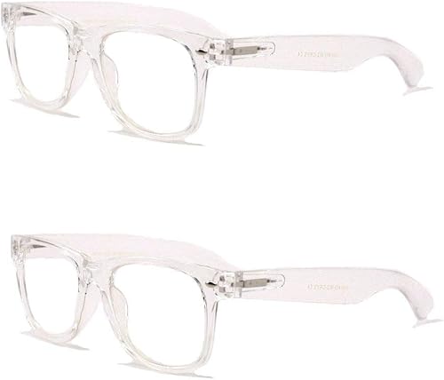 V.W.E. 2 pares de anteojos de lectura transparentes de color neón de lujo, cómodos y elegantes para lectores simples