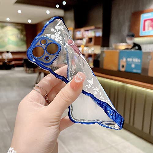 Coque iPhone 13 Pro Max vagues bleu yuanfeng en TPU galvanisé
