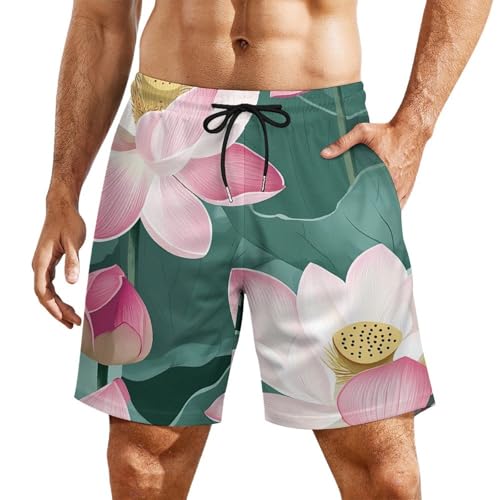 Pantalones cortos de playa Lotuses que evitan la humedad con bolsillos