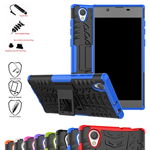 Sony Xperia L1 Case,Mama Mouth Shockproof Heavy Duty Combo Hybrid Rugged Dual Layer Grip Cover with Kickstand for Sony Xperia L1 (with 4 in 1 Packaged),Blue