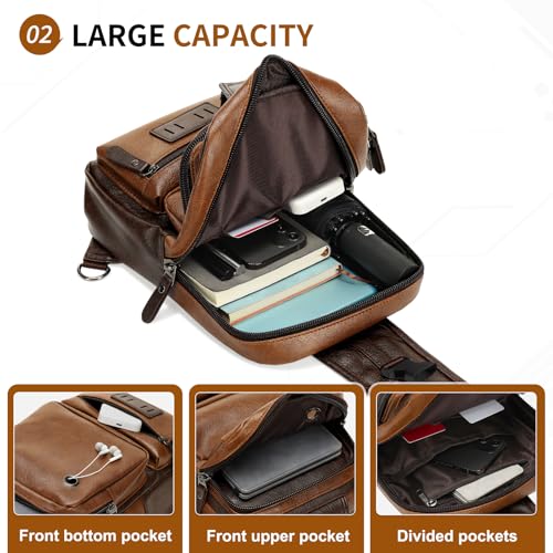 Image of Convertible Sling Bag Crossbody Backpack, Bags with Headphone Jack Shoulder Bag