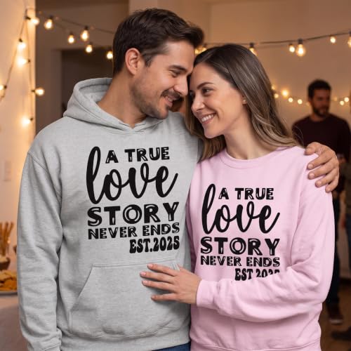 Image of Anniversary Matching Shirts, for Couple, Heart Design T-Shirt Set, Wedding Present, Honeymoon Outfit