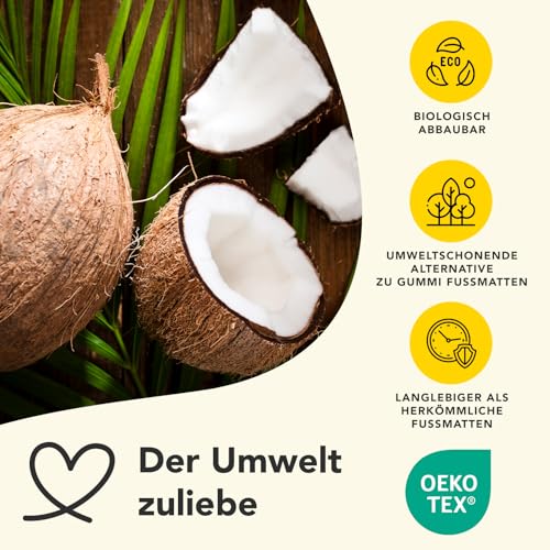 KARAT Fußmatte für Außen und Innen, 60x90 cm Natur XXL-Höhe 24mm, extra Dicke Türmate aus Kokos, Schmutzfangmatte, Kokosmatte mit Rutschfester Rückseite für Haustür, Eingang
