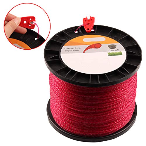 Wellsking 0.080\" Round Twist String Trimmer Line 3 lbs Spools with Bonus Line Cutter 1400-Foot Length Line for Weed Eater