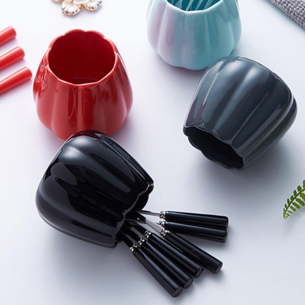 (12 Stück) Edelstahl Obst Gabel Set Licht Luxus Keramik Vorratsglas Pick Haushalt Wassermelone Löffel