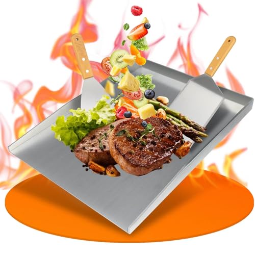 4mm Plancha Grillplatte, 30×40cm, Auslaufsicheres Design Plancha Grill. Mit 2 Dicken Grillschaufeln...