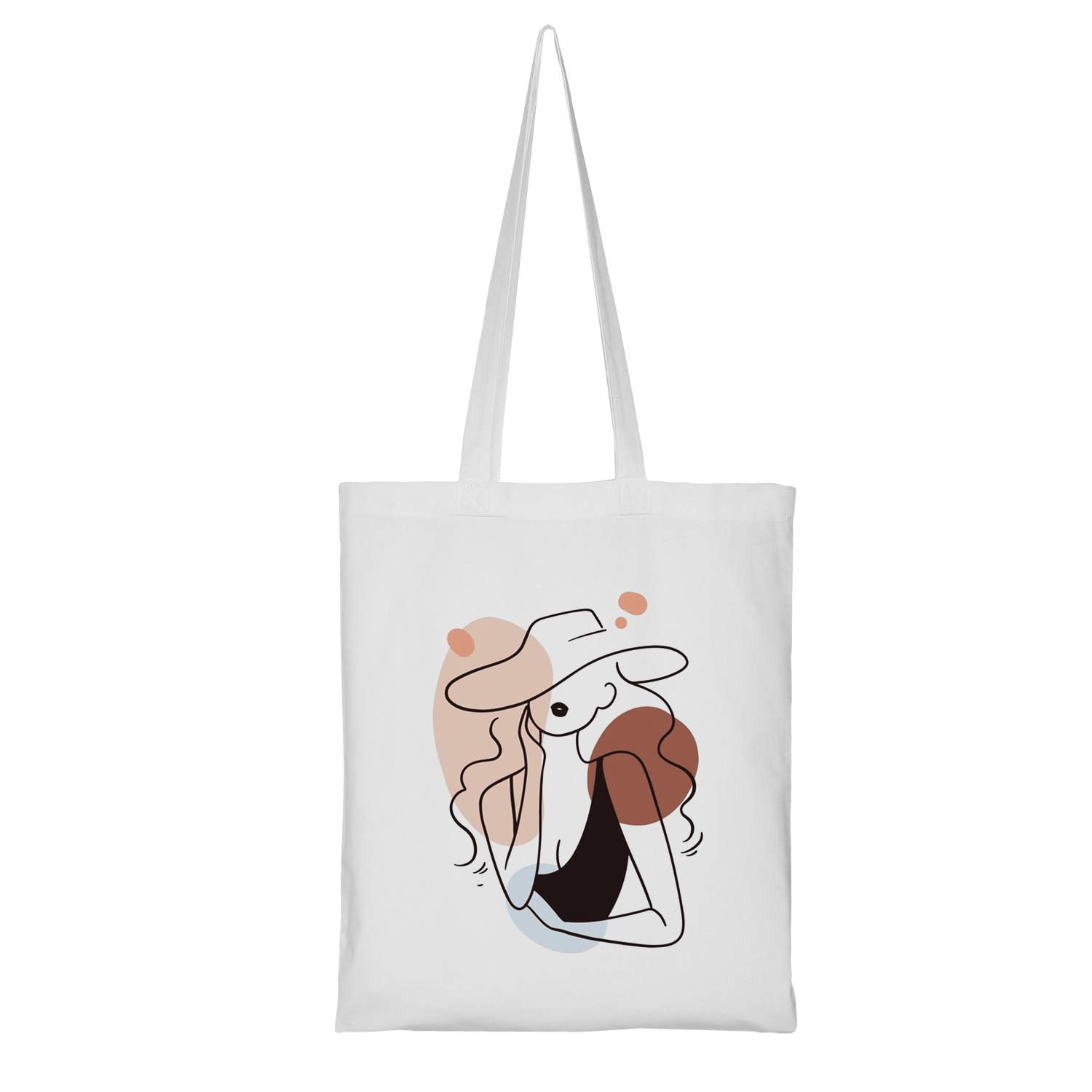 Reusable Tote Bag for Women/Girls | Multipurpose 100% Organic Cotton Printed Tote Bags | Shopping/Grocery Bag | Sturdy Canvas Bag with 12kgs Capacity (Brown- Girl Art Print)-image-21