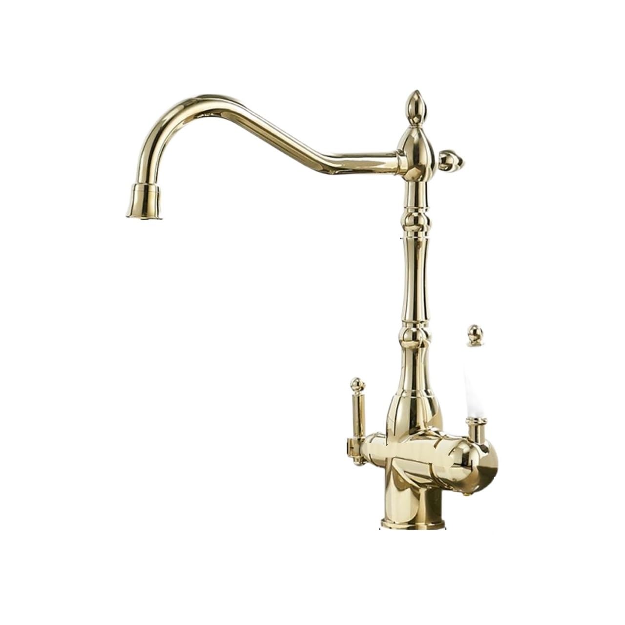 ZYCHSJXA Purifying Gold Mixing Hot and Cold 360 Degree Rotating Kitchen Crane Faucet with Water Purification Function(Gold A)
