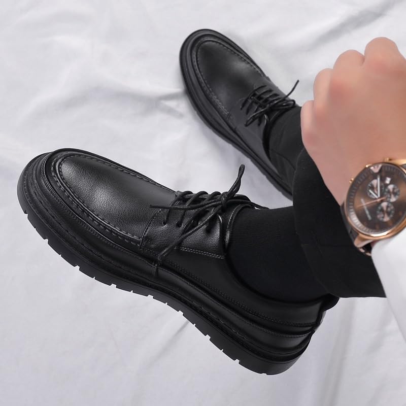 Men's Genuine Leather Platform Lace Up Oxfords Business Office Wedding Formal Modern Formal Dress Shoes Casual Derby Shoe4