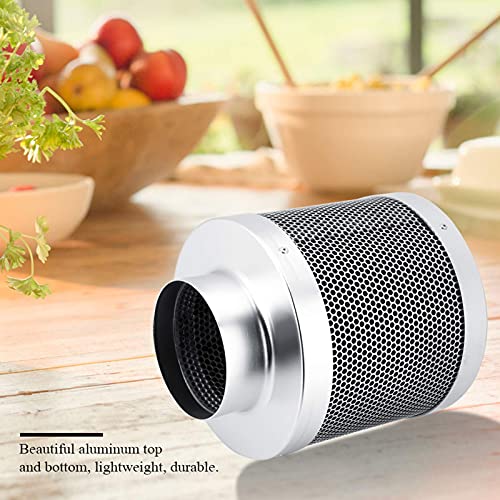 Dioche Filtro de carbón activado antiolor de acero inoxidable, 4 pulgadas, 200 mm, filtro de aire de escape para cultivo de plantas hidropónicas, para eliminar el polvo en el aire